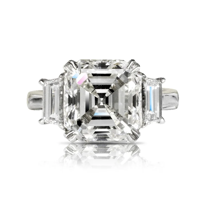 STAR  6 CARAT ASSCHER CUT H COLOR VS2 CLARITY DIAMOND ENGAGEMENT RING 14K WHITE GOLD CERTIFIED 5 CT H VS2 BY MIKE NEKTA