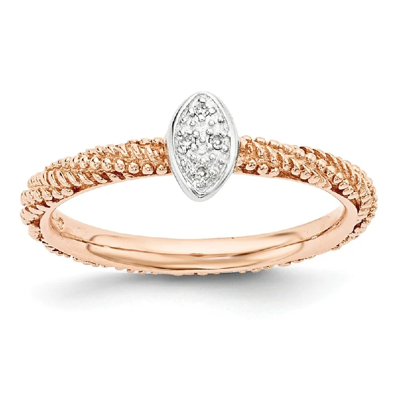 Sterling Silver & Rose Gold Tone .02 Ctw I3 H-I Diamond Stackable Ring