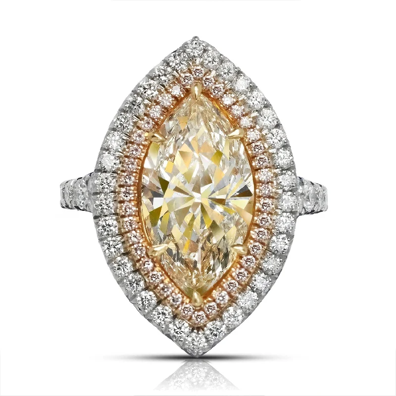 SYNTHIA 4 CARAT MARQUISE CUT DIAMOND ENGAGEMENT RING PLATINUM & 18KW GIA CERTIFIED 3 CT K SI1 BY MIKE NEKTA