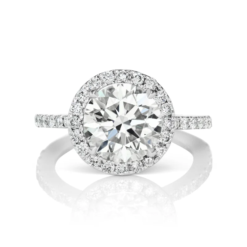 TALIA 3 CARAT ROUND CUT I COLOR VS1 CLARITY DIAMOND ENGAGEMENT RING 18K WHITE GOLD CERTIFIED 2 CT I VS1 BY MIKE NEKTA