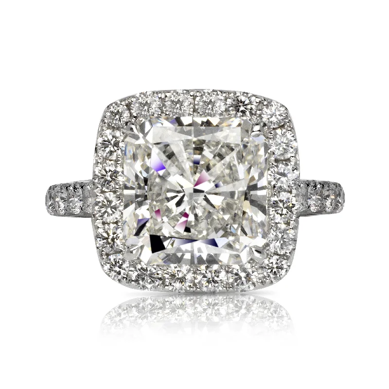 THARA 7 CARAT RADIANT CUT I COLOR VVS1 CLARITY DIAMOND ENGAGEMENT RING 18K WHITE GOLD GIA CERTIFIED 5 CT I VVS1 BY MIKE NEKTA