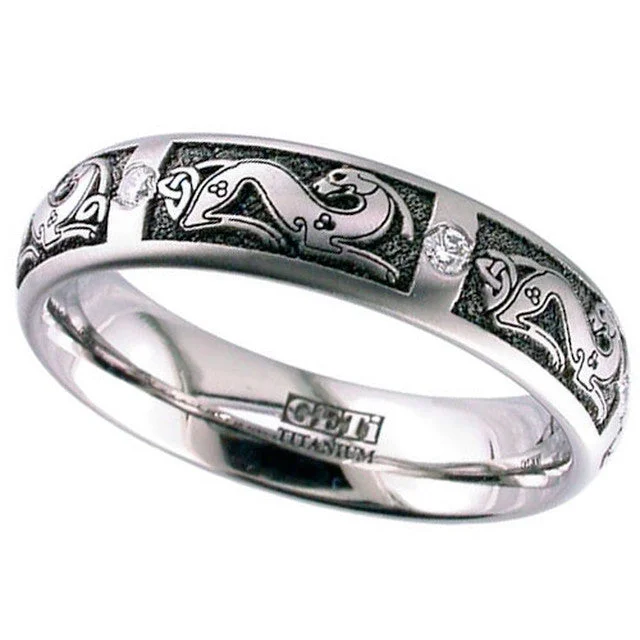 Titanium & Diamond Celtic Ring - 2204-CD2-3PNT