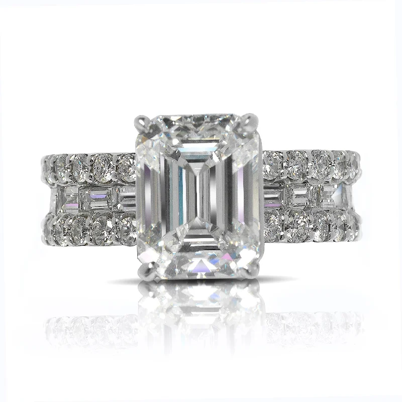 TORA 7 CARAT EMERALD CUT H COLOR VVS1 CLARITY DIAMOND ENGAGEMENT RING PLATINUM  GIA CERTIFIED 4 CT H VVS1 BY MIKE NEKTA