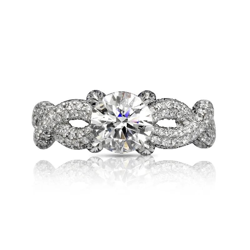 TWIRL  5 CARAT ROUND CUT D COLOR SI1 CLARITY DIAMOND ENGAGEMENT RING 18K WHITE GOLD GIA CERTIFIED 2 CT D SI1 BY MIKE NEKTA