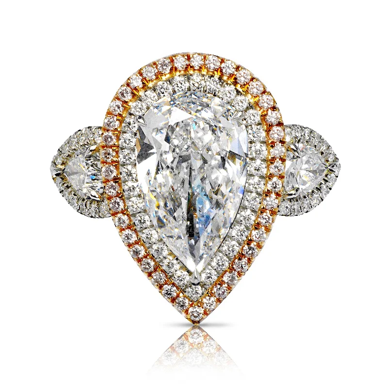 VALERY 7 CARAT PEAR SHAPED E COLOR VS1 CLARITY DIAMOND ENGAGEMENT RING PLATINUM & 18K GOLD GIA CERTIFIED 6 CT E VS1 BY MIKE NEKTA