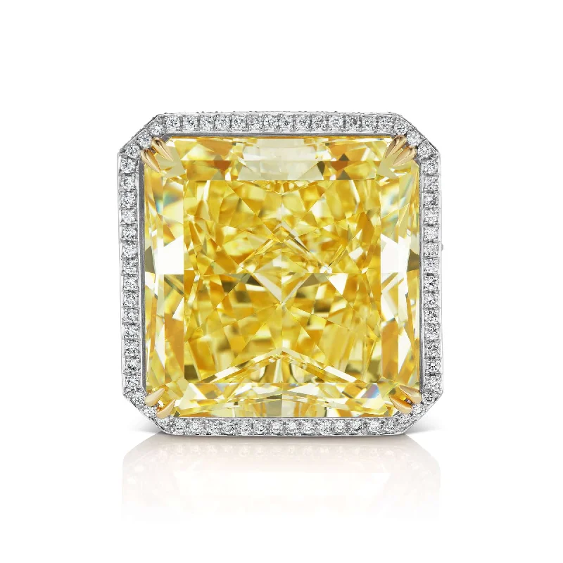 WYNN 40 CARAT FANCY YELLOW DIAMOND RING RADIANT CUT VS2 PLATINUM & 18K GOLD  BY MIKE NEKTA