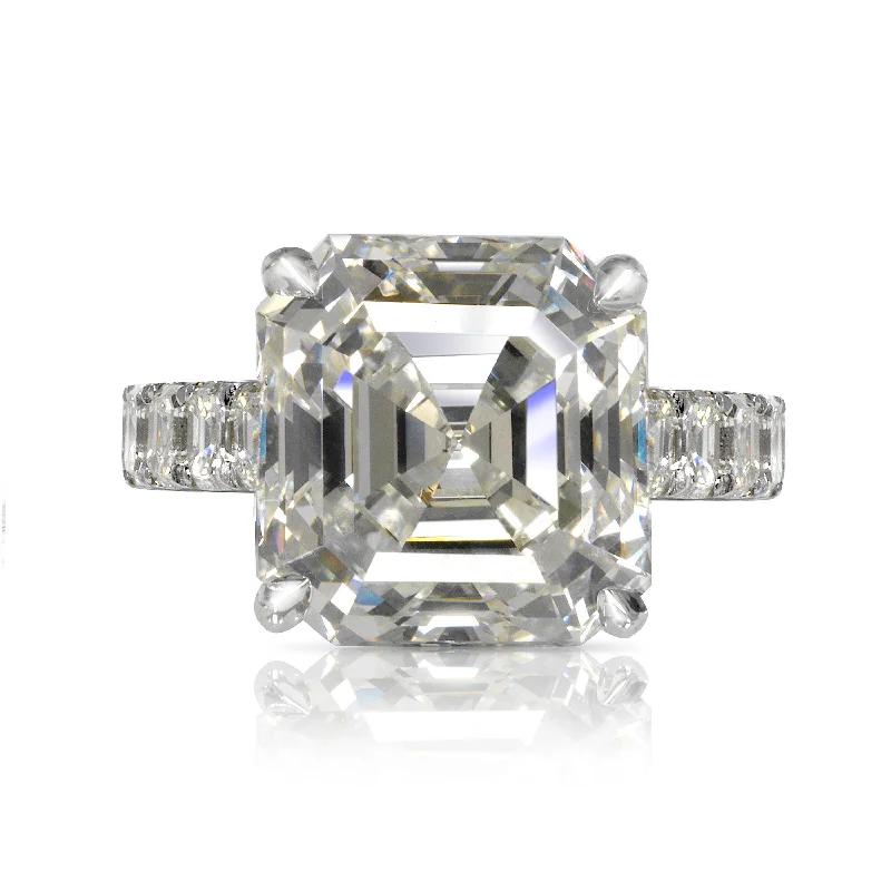 ZELLA 12 CARAT ASSCHER CUT DIAMOND ENGAGEMENT RING 18K WHITE GOLD GIA CERTIFIED 9 CT J VS2  BY MIKE NEKTA