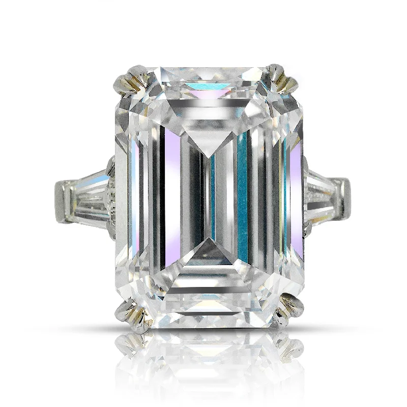 ZIVA 15 CARAT EMERALD CUT F COLOR VVS1 CLARITY DIAMOND ENGAGEMENT RING PLATINUM GIA CERTIFIED 14 CT F VVS1 BY MIKE NEKTA