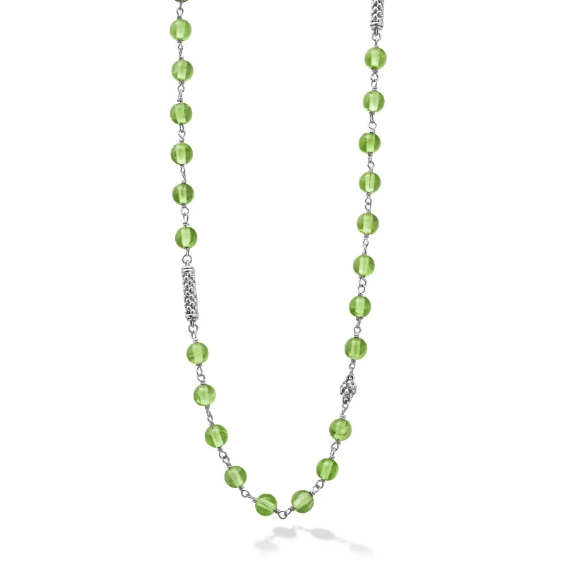 Long Peridot Beaded Necklace