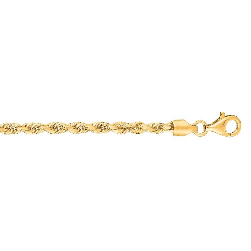 10K Gold 3.0mm Solid Diamond Cut Royal Rope Chain