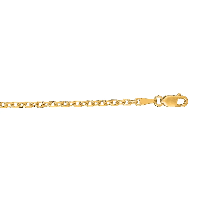 14K Gold 2.3mm Diamond Cut Cable Chain