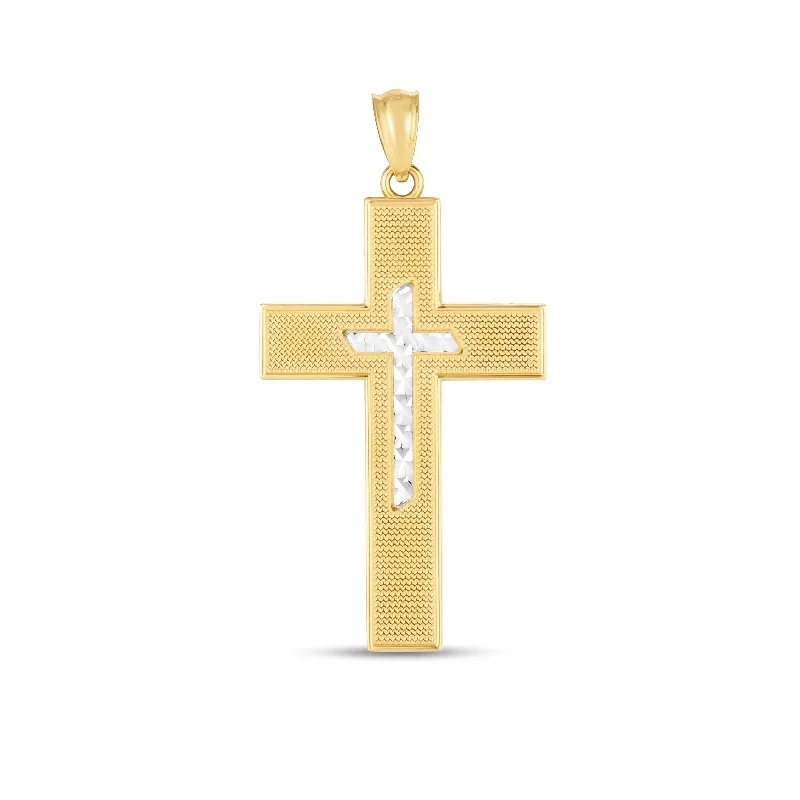 14K Two-tone Cross Pendant