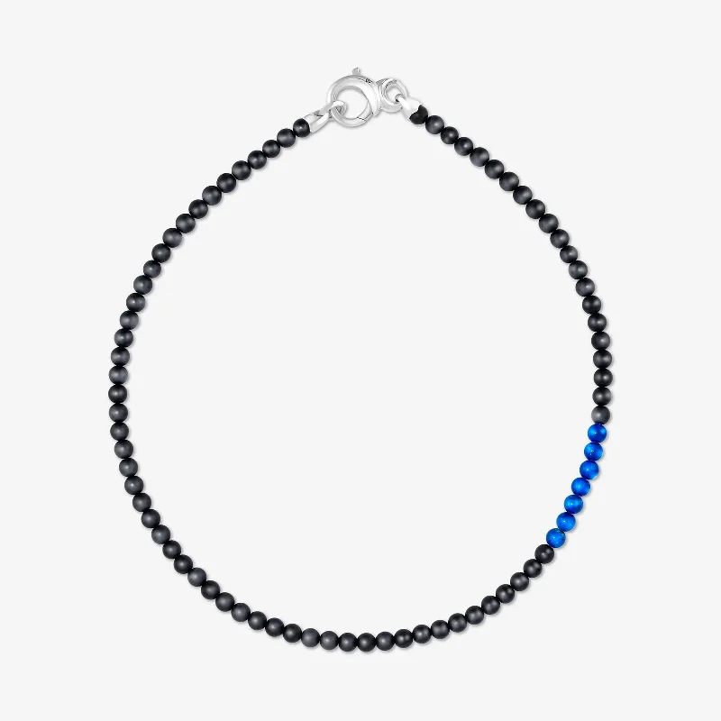 Thorn Beaded Necklace in Onyx and Lapis