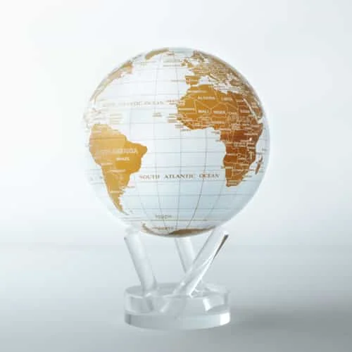 8.5in White and Gold Globe