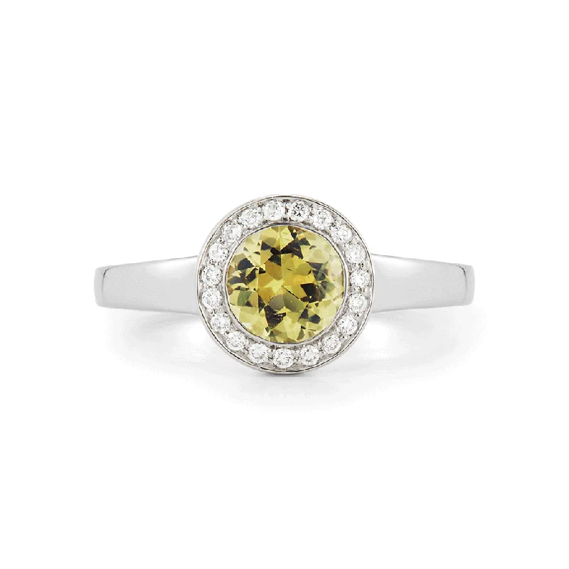 Steller Light Chartreuse Sapphire and Diamond Ring