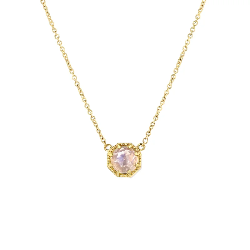 Crown Bezel Moonstone Necklace