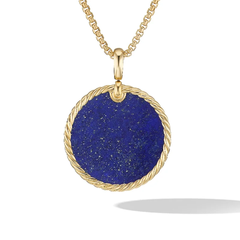 DY Elements Disc Pendant in 18K Yellow Gold with Lapis