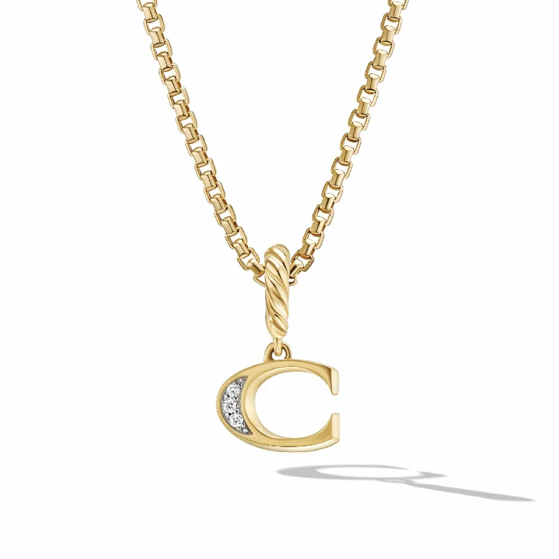 Pave Initial Pendant in 18K Yellow Gold with Diamonds