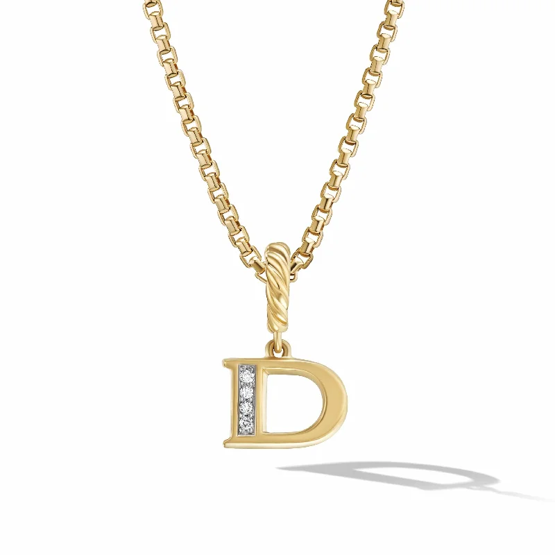 Pave Initial Pendant in 18K Yellow Gold with Diamonds