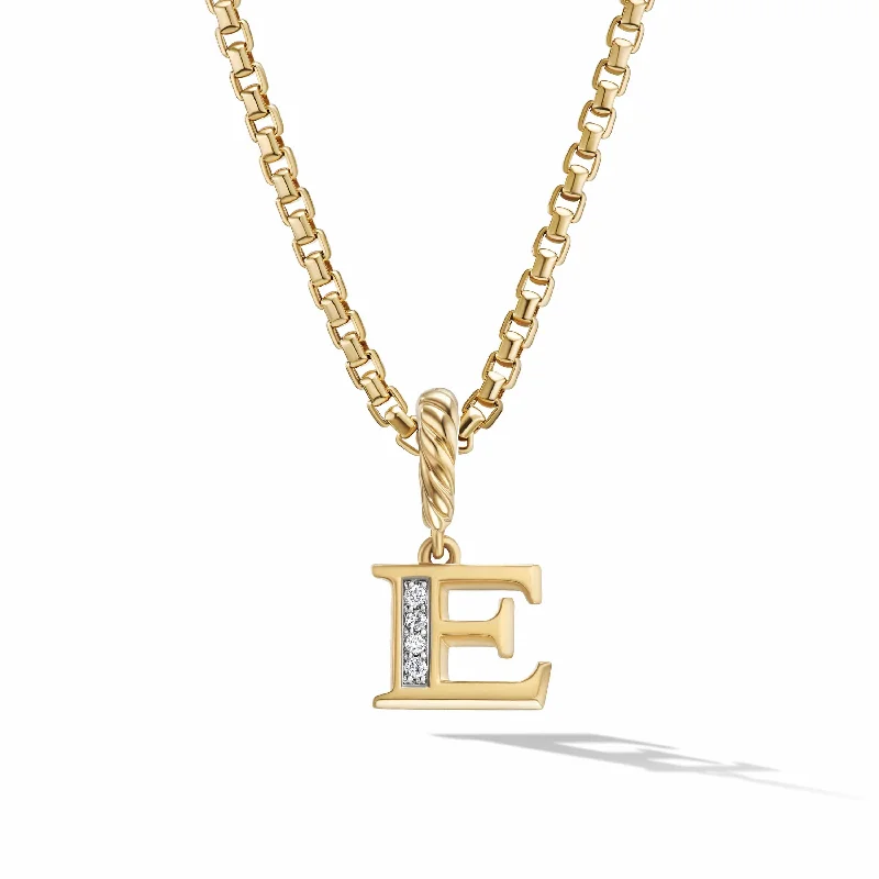 Pave Initial Pendant in 18K Yellow Gold with Diamonds