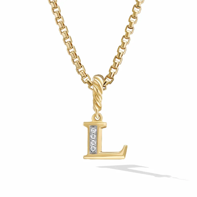 Pave Initial Pendant in 18K Yellow Gold with Diamonds