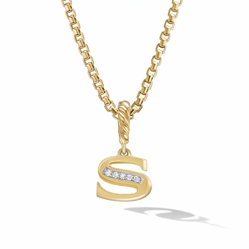 Pave Initial Pendant in 18K Yellow Gold with Diamonds