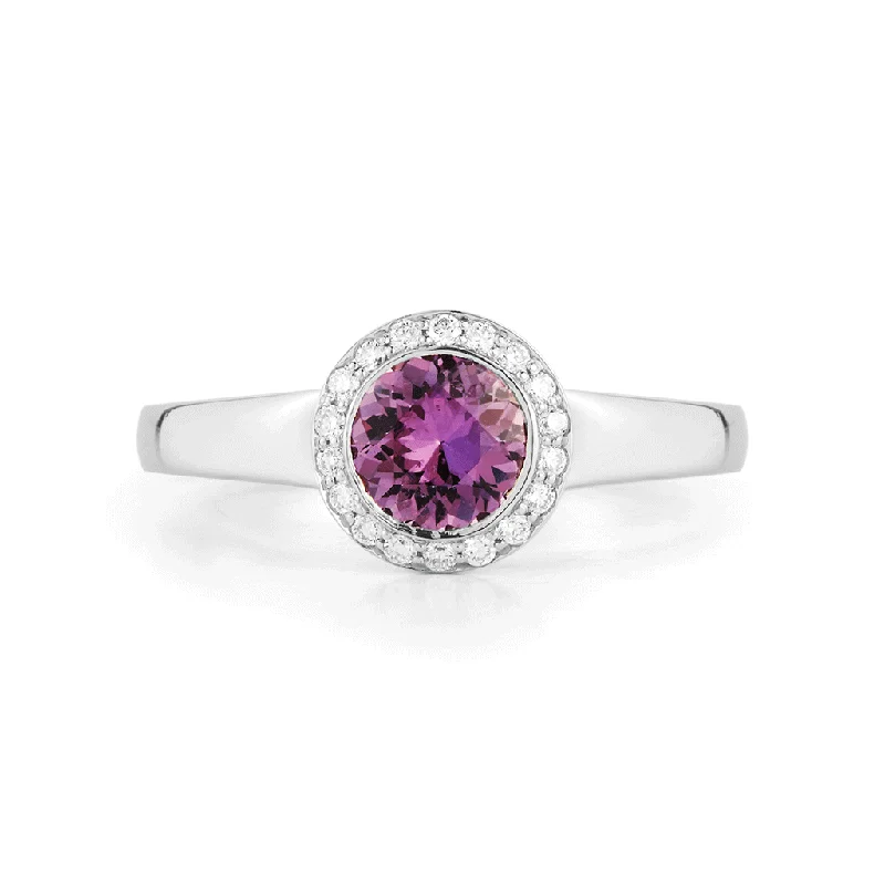 Steller Fuchsia Sapphire and Diamond Ring