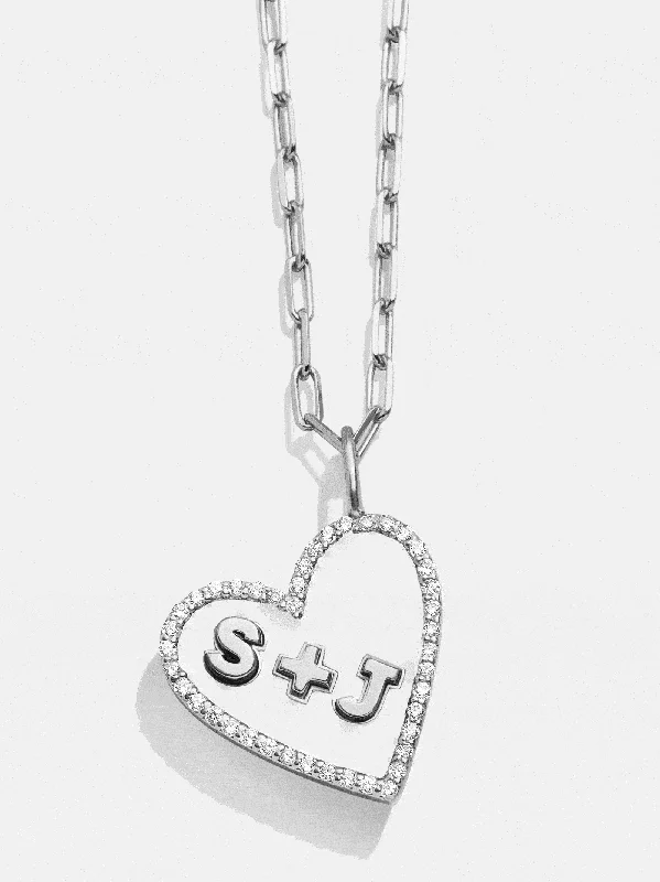 Heart Sterling Silver Custom Reversible Necklace - Silver