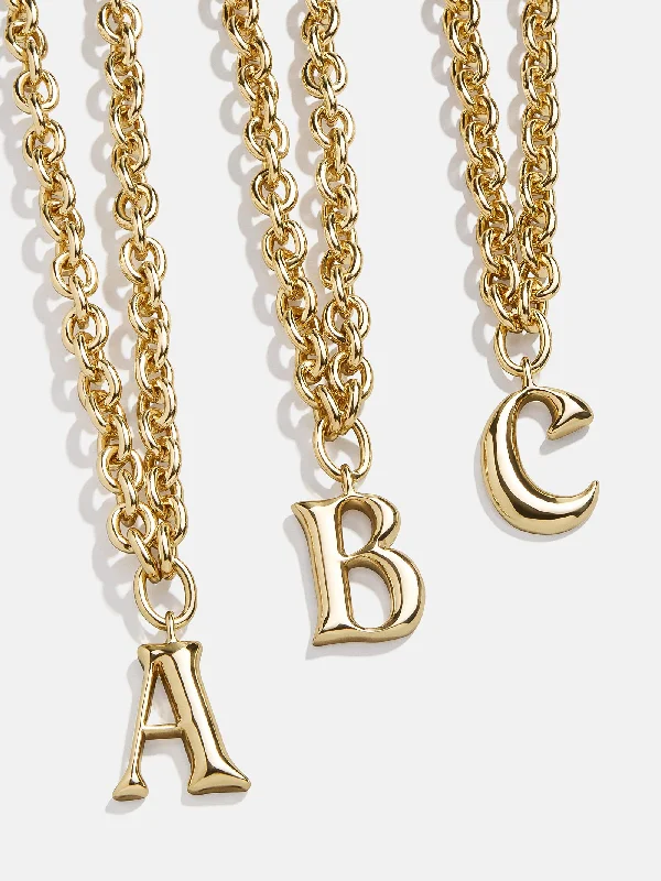 Chunky Chain Initial Necklace - Gold