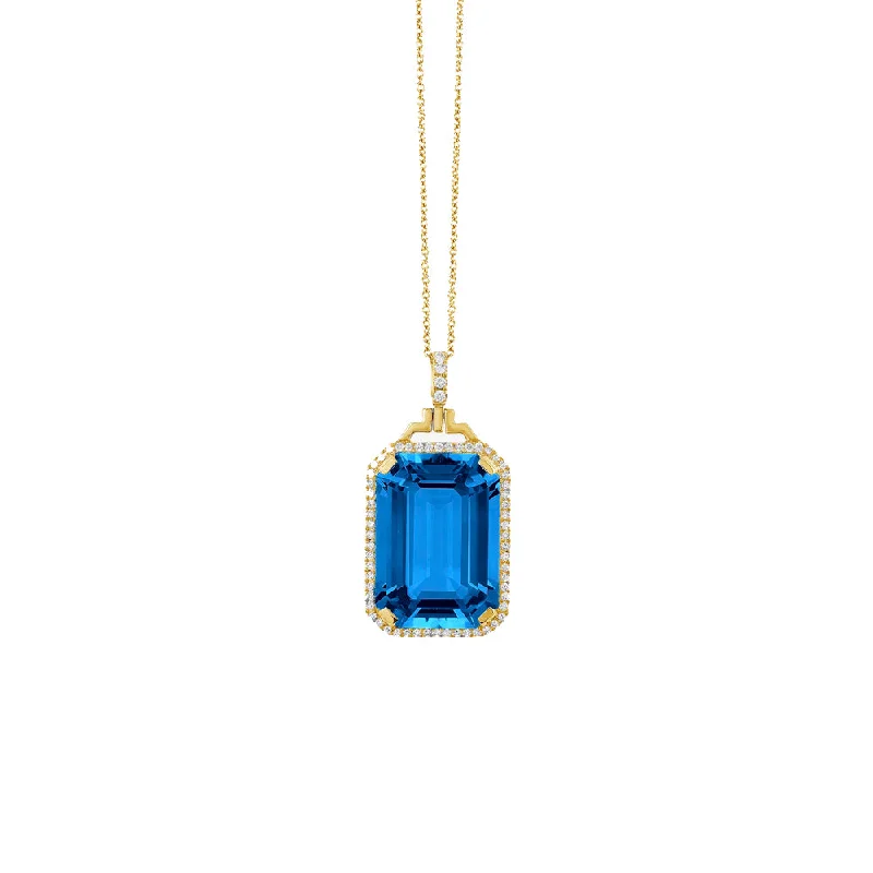 Blue Topaz and Diamond Gossip Pendant