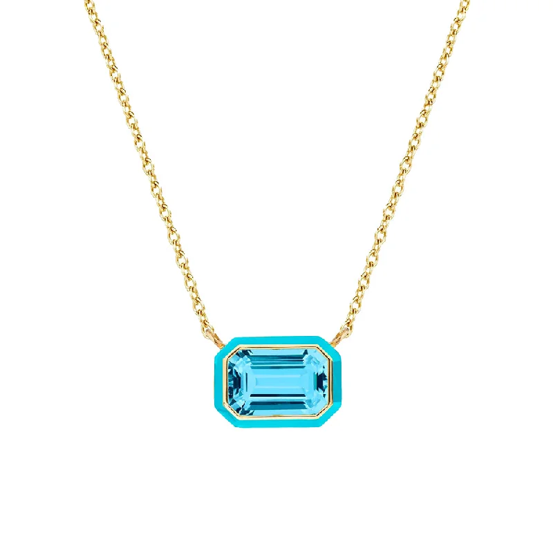 Blue Topaz Queen Pendant with Turquoise Enamel