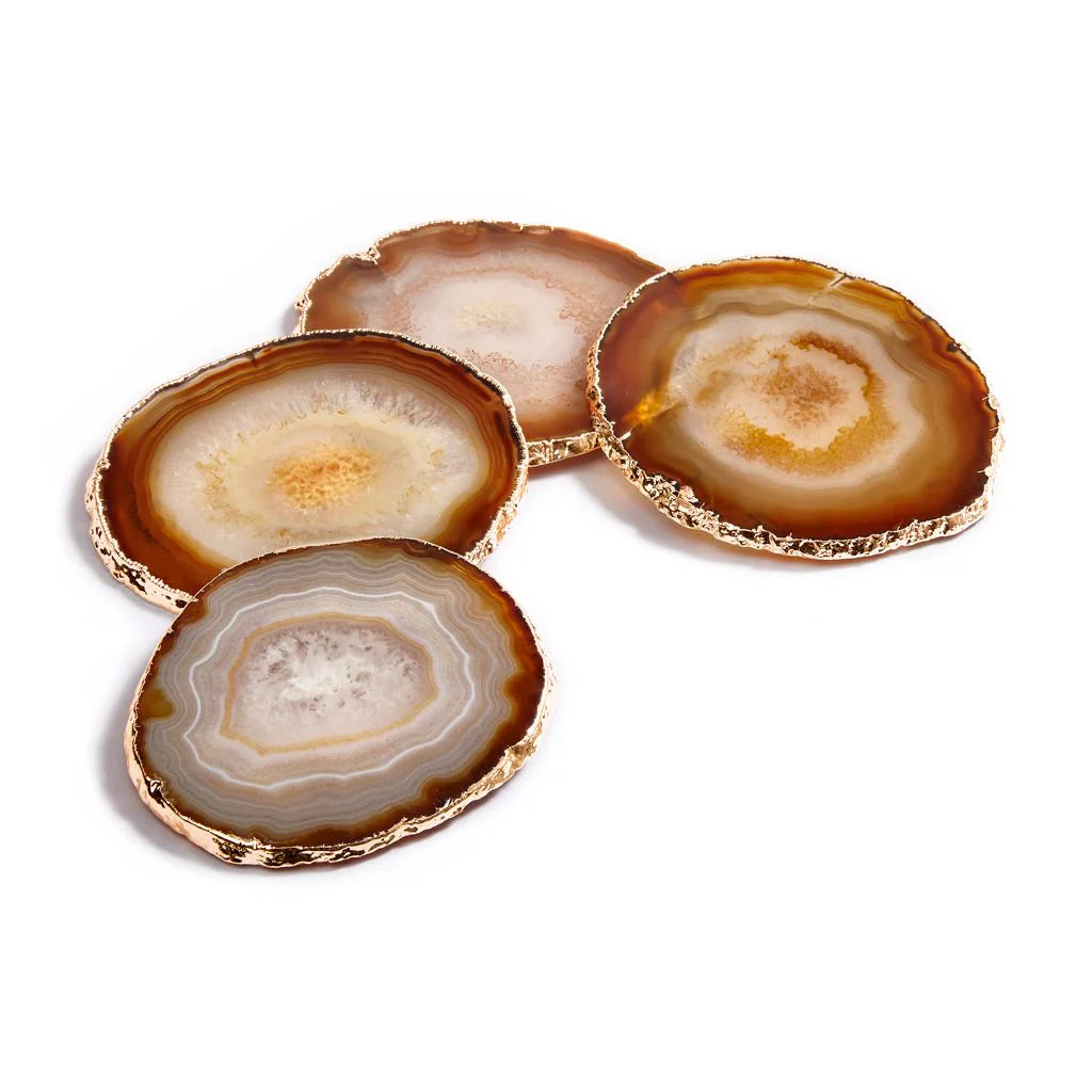 Lumino Coasters, Sand Agate & Gold, Set of 4