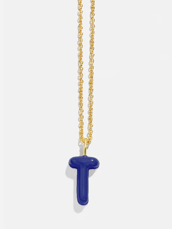 Mini Bubble Initial Necklace - Dark Blue