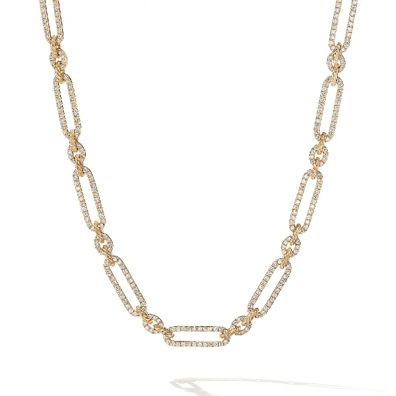 Lexington Chain Necklace in 18K Yellow Gold with Full Pave Diamonds