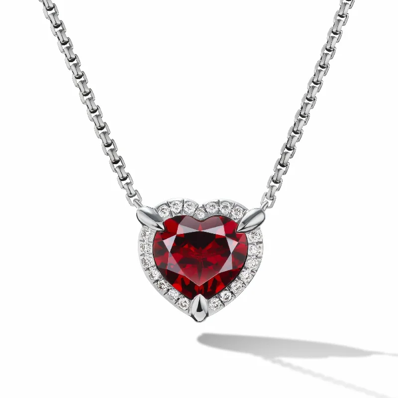 Heart Pendant Necklace in Garnet