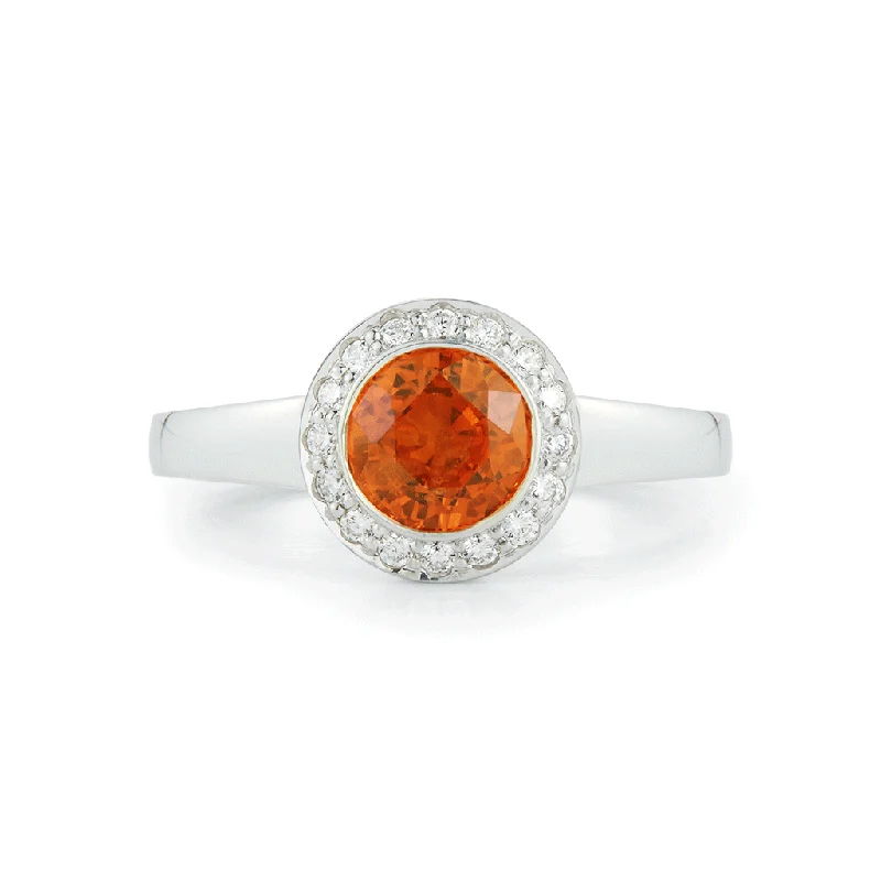 Steller Natural Orange Sapphire and Diamond Ring