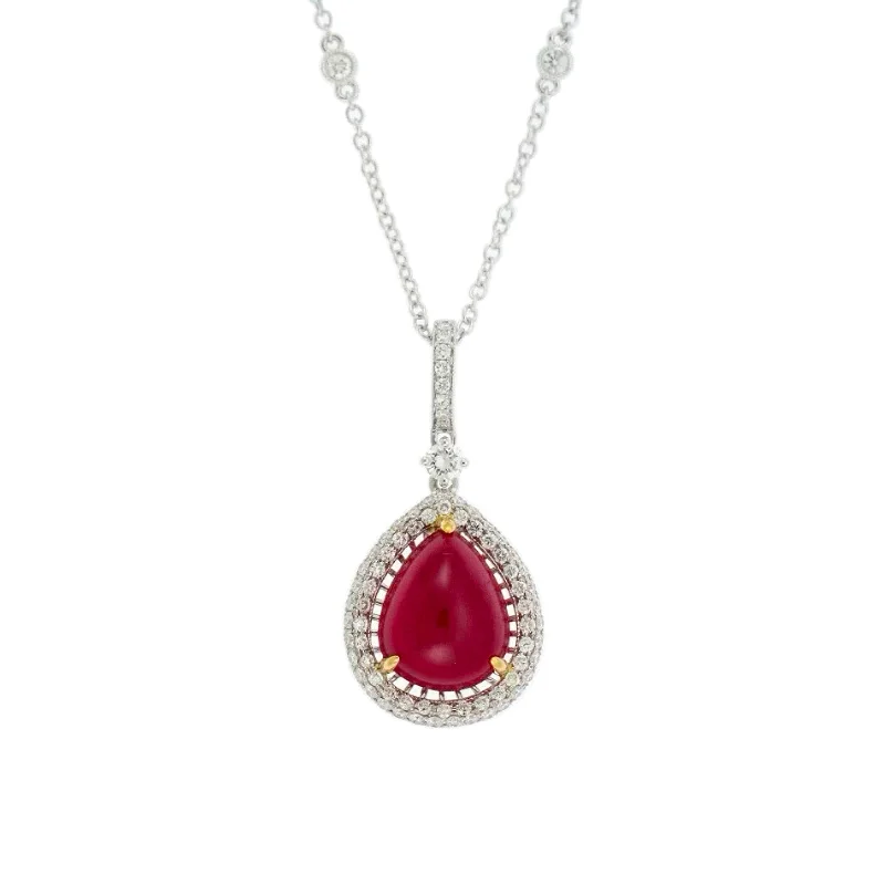 Ruby & Diamond Halo Pendant