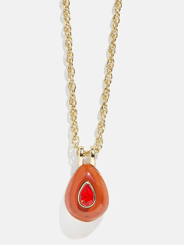 Semi-Precious Teardrop Birthstone Necklace - Garnet