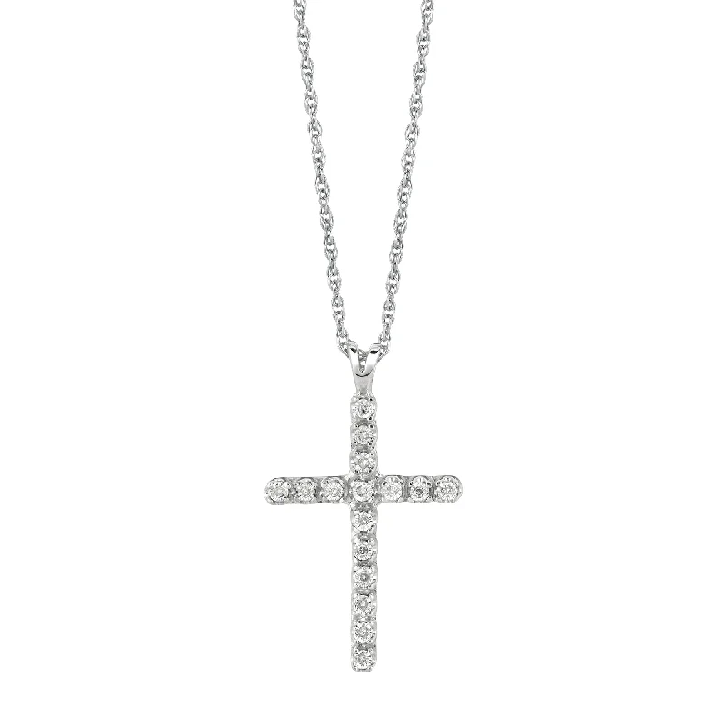 Silver .05ct Diamond Cross Necklace