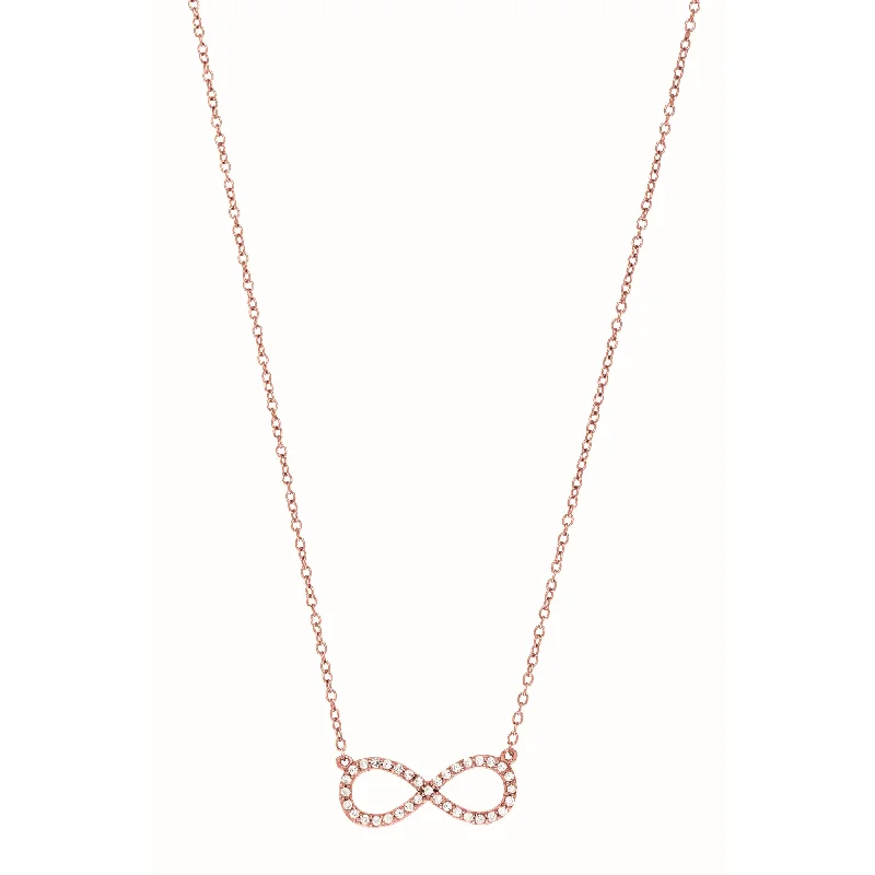 Silver 18"" Pave CZ Infinity Necklace