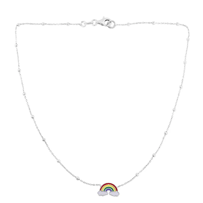 Silver Enamel Rainbow Necklace