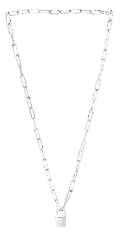 Silver Lock Link Necklace