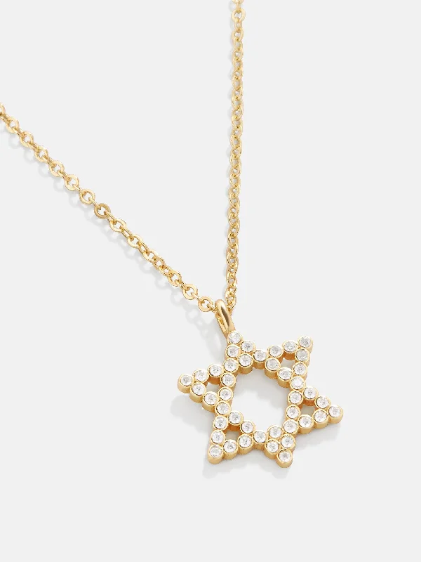 Star of David 18K Gold Necklace - Gold/Pavé