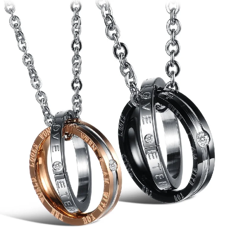 Wholesale Double Ring Stainless Steel Titanium Steel Necklace