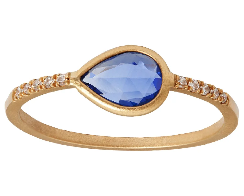 0.50ct Pear Sapphire & Yellow Gold Diamond Pavé Ring