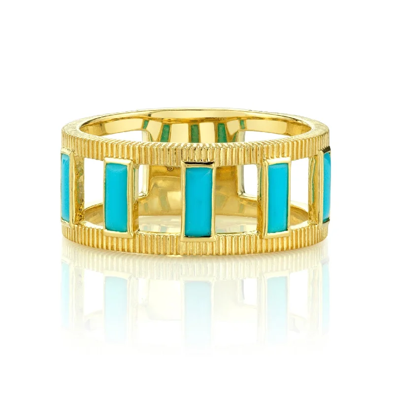 SLOANE STREET 18K YELLOW GOLD BAGUETTE TURQUOISE RING