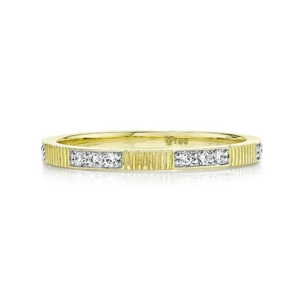 SLOANE STREET 18K YELLOW GOLD STRIE STACKER DIAMOND RING - 0.15CTW