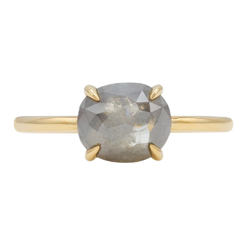 1.40ct Oval Rosecut Grey Diamond Gold Ring