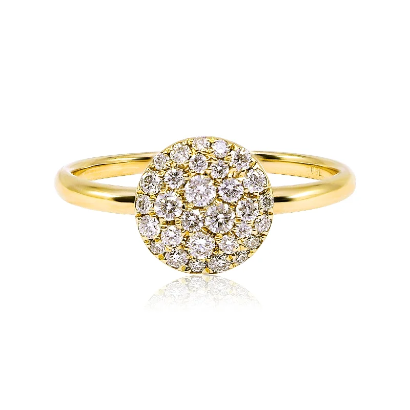 18K YELLOW GOLD PAVE DISC DIAMOND RING 0.37CTW