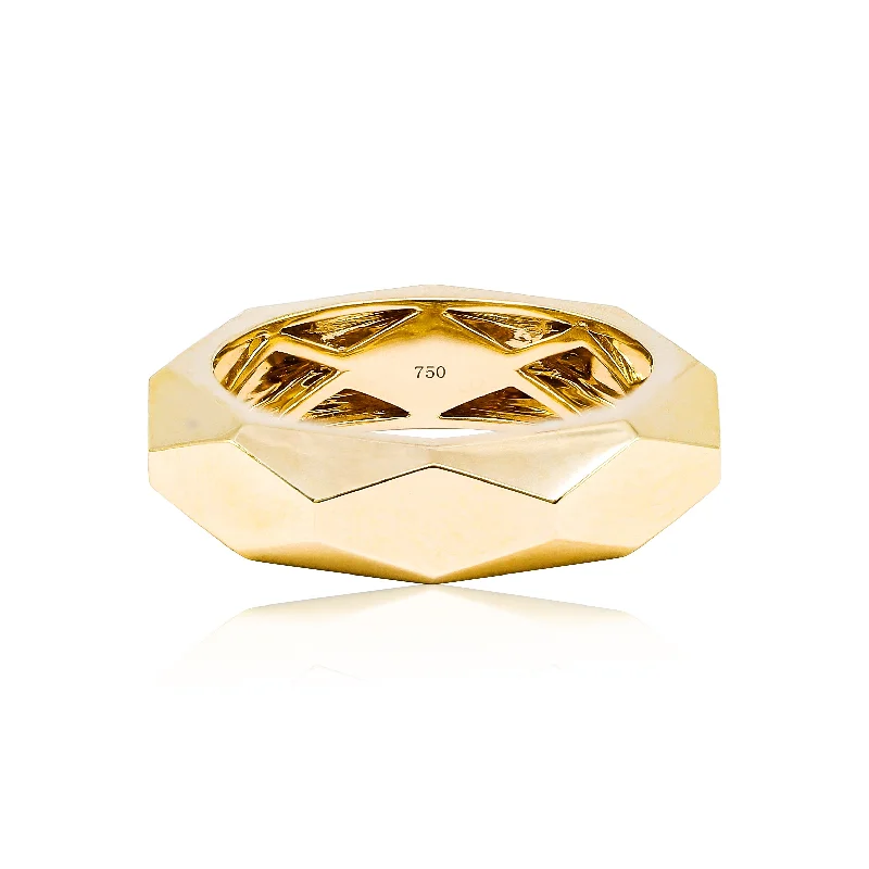 18K YELLOW GOLD 6MM CONTEMPORARY GEOMETRIC RING